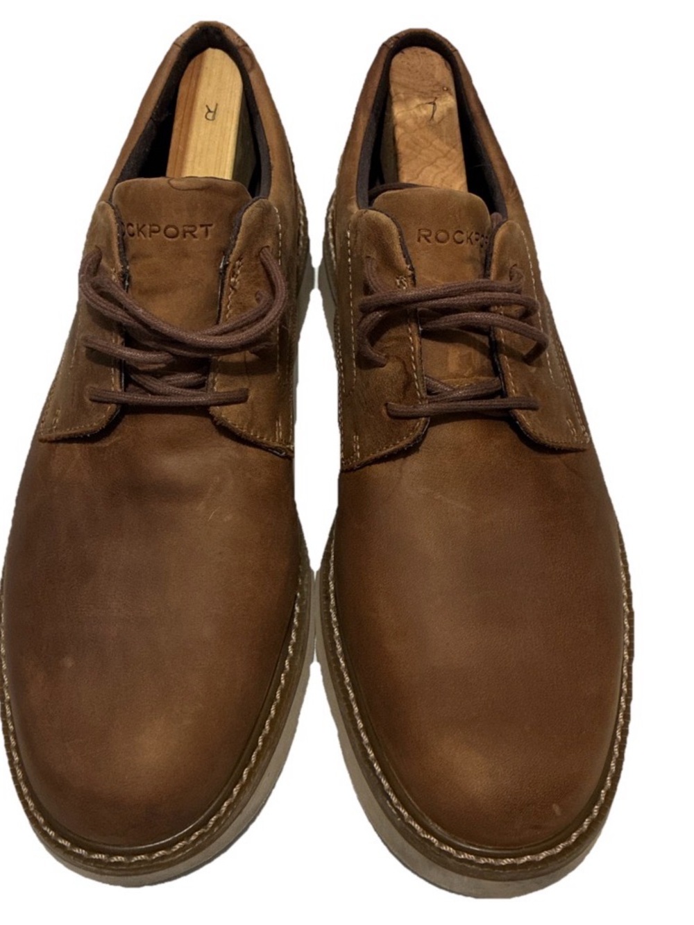 Rockport-Men's Brown Leather Casual Lace-Up Shoes ch9198 Sz 10